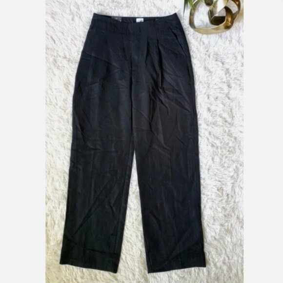 GAP Softsuit Tencel High Rise Pleated Wide Leg Black Pants Size 12 RT$90 #404698 - Picture 10 of 13